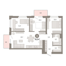 Квартира 78,3 м², 3-комнатная - изображение 3