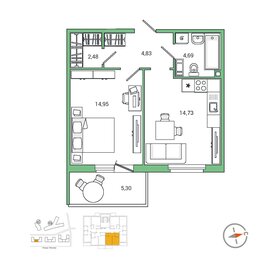 43,9 м², 1-комнатная квартира 6 300 000 ₽ - изображение 32