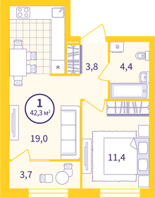 40,6 м², 1-комнатная квартира 5 260 000 ₽ - изображение 6