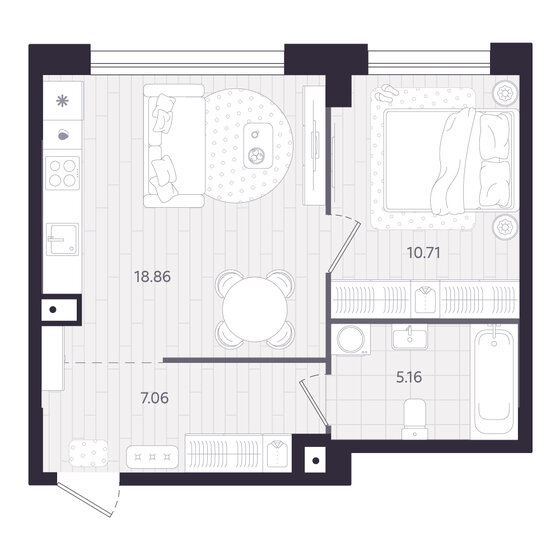 36,8 м², 1-комнатная квартира 6 550 000 ₽ - изображение 52