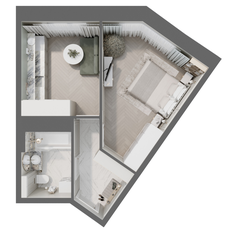 Квартира 34,3 м², 1-комнатная - изображение 2