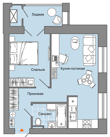 42 м², 2-комнатная квартира 5 119 120 ₽ - изображение 1