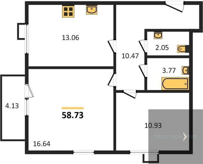 58,7 м², 2-комнатная квартира 7 295 617 ₽ - изображение 1