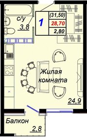 25 м², 1-комнатные апартаменты 11 550 000 ₽ - изображение 40