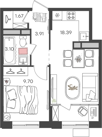 36,8 м², 2-комнатная квартира 3 860 850 ₽ - изображение 15