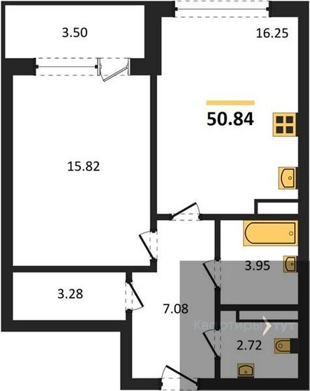 50,8 м², 1-комнатная квартира 7 901 349 ₽ - изображение 1