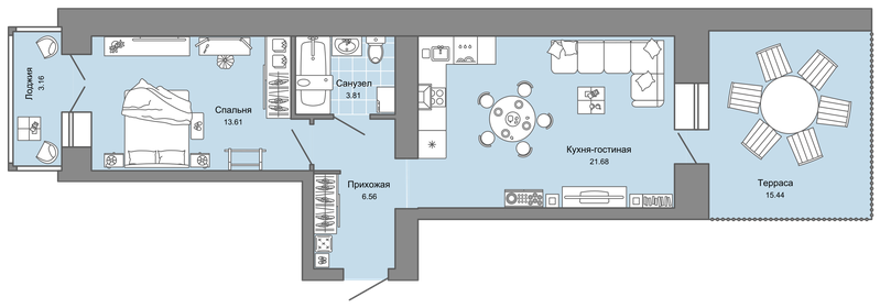 58 м², 2-комнатная квартира 5 504 464 ₽ - изображение 36