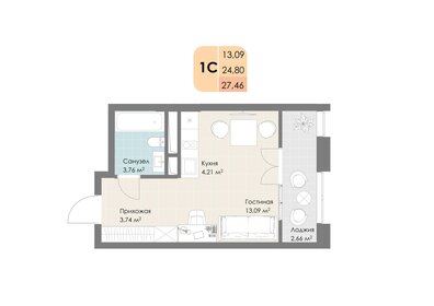 Квартира 27,5 м², студия - изображение 1