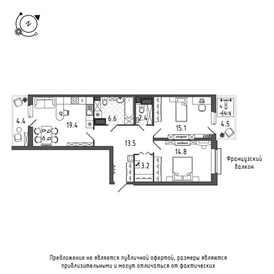 80,5 м², 2-комнатная квартира 19 015 698 ₽ - изображение 41