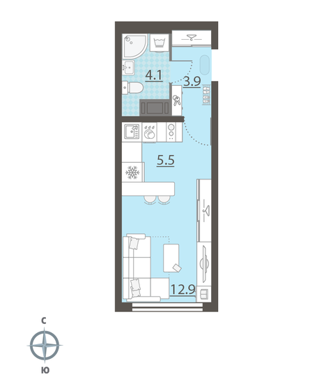 25,7 м², квартира-студия 3 050 000 ₽ - изображение 116