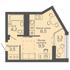 Квартира 27,8 м², студия - изображение 1