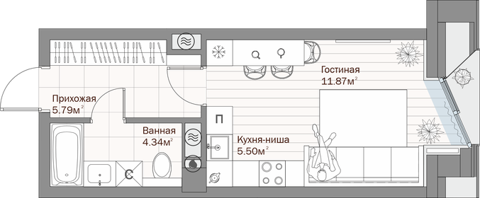 17,8 м², квартира-студия 2 620 000 ₽ - изображение 78