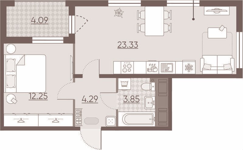 45,8 м², 1-комнатная квартира 10 300 000 ₽ - изображение 1