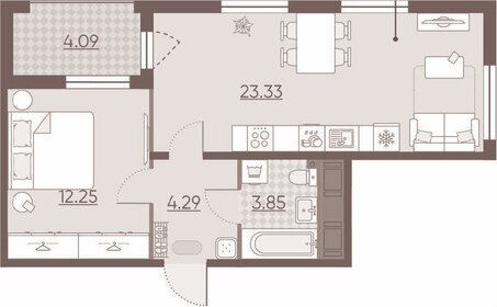 Квартира 45,8 м², 1-комнатная - изображение 1