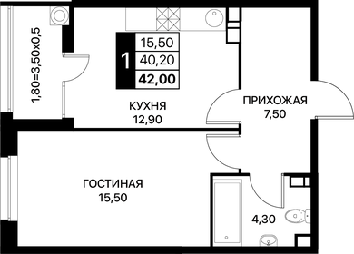 50,7 м², 1-комнатная квартира 5 900 000 ₽ - изображение 64