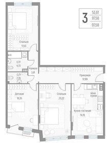 Квартира 97,8 м², 3-комнатная - изображение 1