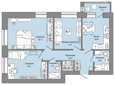 75 м², 3-комнатная квартира 6 815 900 ₽ - изображение 18