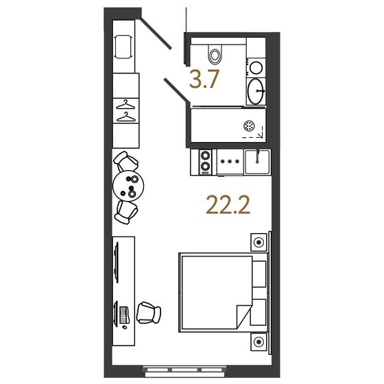 26 м², апартаменты-студия 9 950 000 ₽ - изображение 125