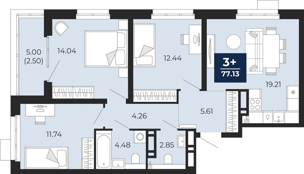 77,1 м², 3-комнатная квартира 9 090 000 ₽ - изображение 22
