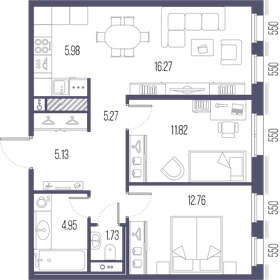 64,9 м², 2-комнатная квартира 24 401 368 ₽ - изображение 64