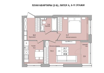 63,7 м², 2-комнатная квартира 7 350 000 ₽ - изображение 53