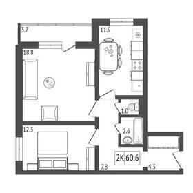 57,6 м², 2-комнатная квартира 7 500 000 ₽ - изображение 55