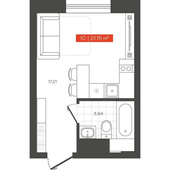 21,2 м², 1-комнатные апартаменты 5 610 000 ₽ - изображение 13