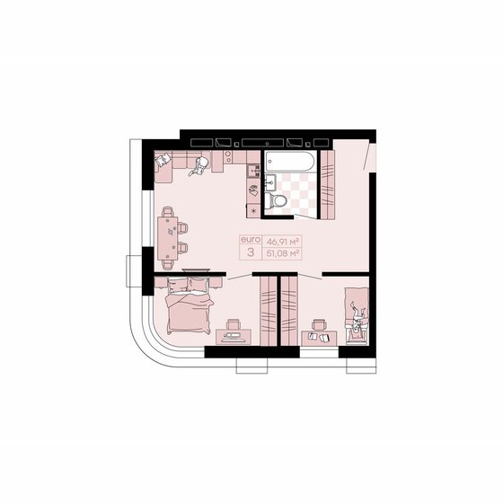 51,1 м², 3-комнатная квартира 9 205 200 ₽ - изображение 1