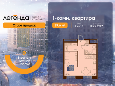 Квартира 29,6 м², 1-комнатная - изображение 1