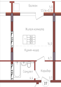 Квартира 30,3 м², 1-комнатная - изображение 1