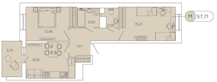 54 м², 2-комнатная квартира 12 000 000 ₽ - изображение 43