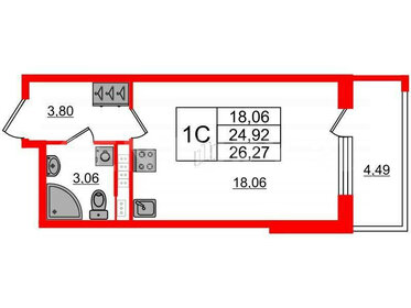 25 м², квартира-студия 5 100 000 ₽ - изображение 40