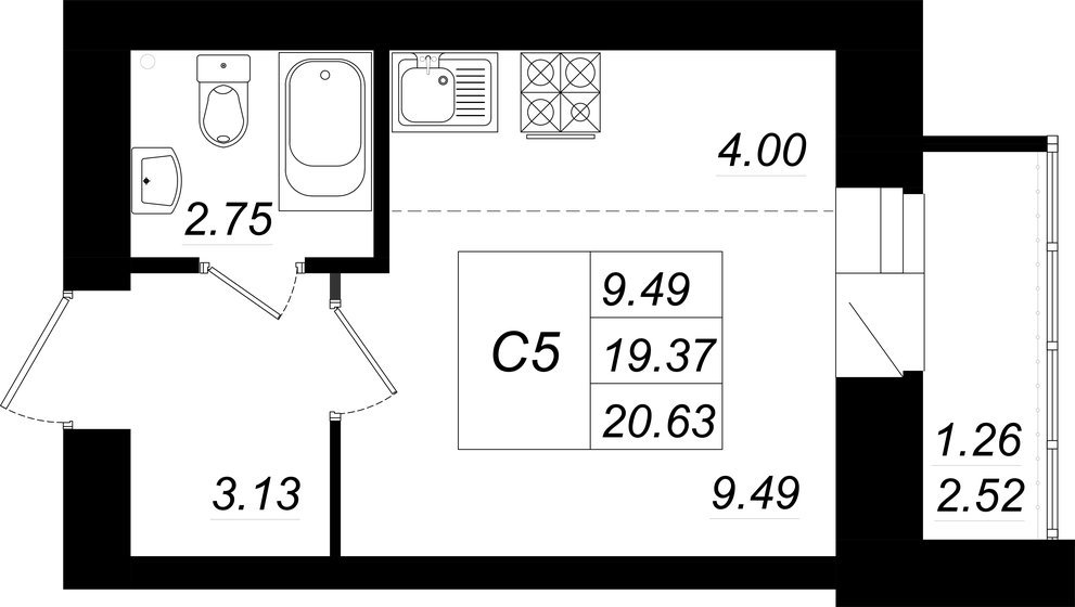 20,6 м², квартира-студия 3 610 000 ₽ - изображение 16