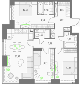 Квартира 98,3 м², 3-комнатная - изображение 1