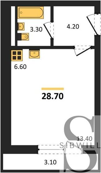 28,7 м², квартира-студия 2 898 700 ₽ - изображение 1