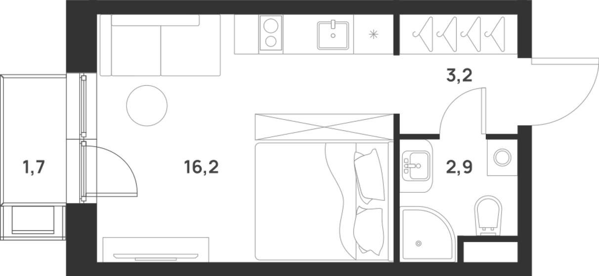 22,8 м², квартира-студия 7 782 666 ₽ - изображение 1