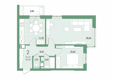 59,3 м², 2-комнатная квартира 5 150 000 ₽ - изображение 39