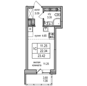 Квартира 22,3 м², студия - изображение 1