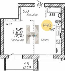 Квартира 36,3 м², 1-комнатная - изображение 1