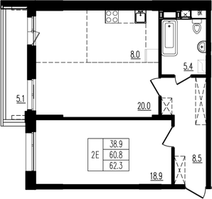 62,3 м², 1-комнатная квартира 9 114 179 ₽ - изображение 6