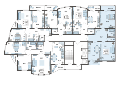 79 м², 2-комнатная квартира 12 420 000 ₽ - изображение 156