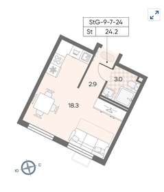 Квартира 24,2 м², студия - изображение 3