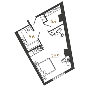 Квартира 37,9 м², студия - изображение 1
