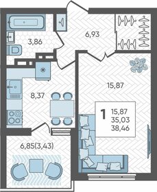 39,5 м², 1-комнатная квартира 7 564 250 ₽ - изображение 11