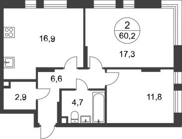 59,1 м², 2-комнатная квартира 16 848 418 ₽ - изображение 57
