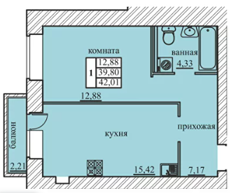 41 м², 1-комнатная квартира 3 578 890 ₽ - изображение 43