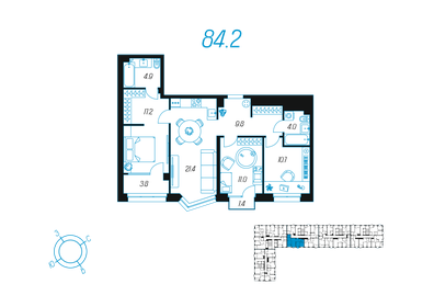 70 м², 3-комнатная квартира 12 300 000 ₽ - изображение 79