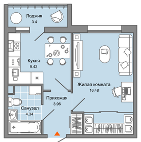 35,5 м², 1-комнатная квартира 3 290 000 ₽ - изображение 48