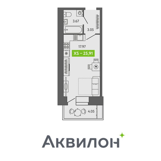 25,9 м², квартира-студия 3 106 499 ₽ - изображение 24