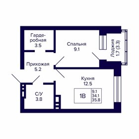 Квартира 35,8 м², 1-комнатная - изображение 1